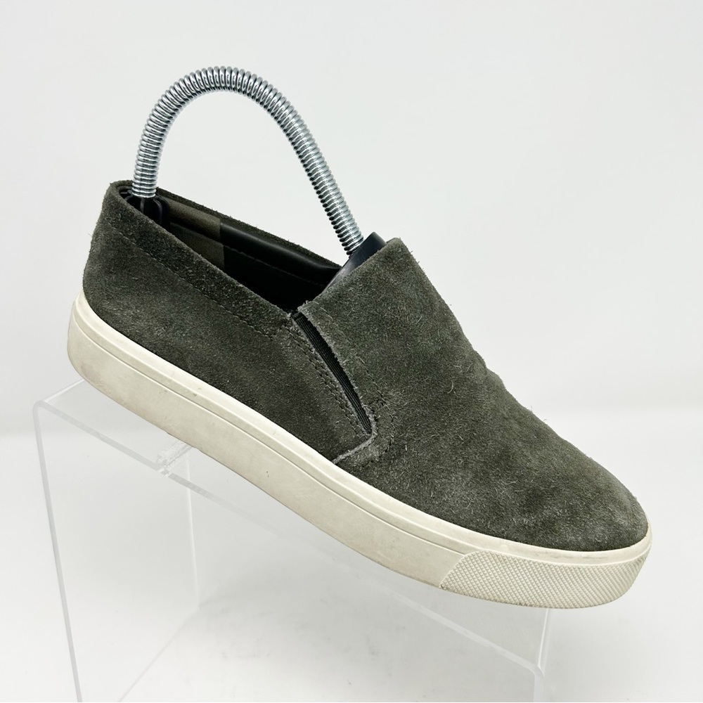 Vince Dark Green Suede Leather Slip On Comfort Platform Loafer Sneakers Size 6.5